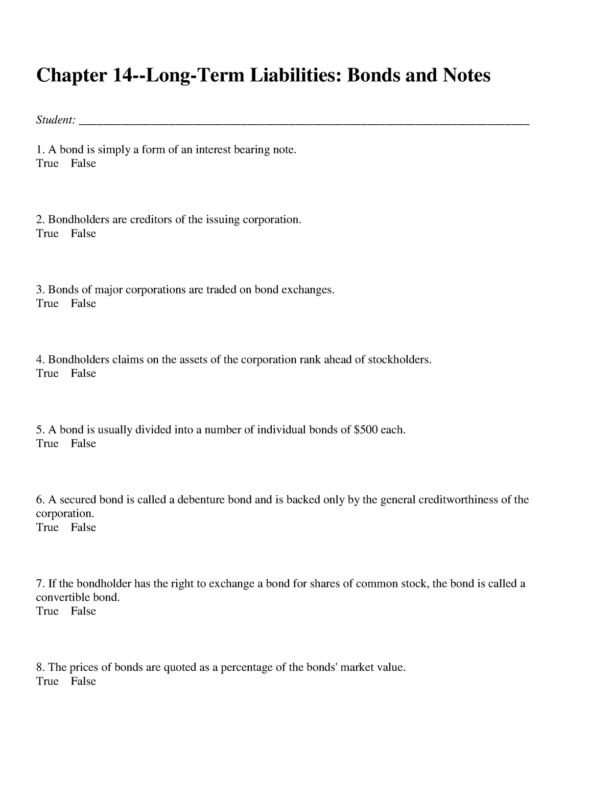 Chapter 14-Long-Term Liabi - Chapter 14-Long-Term Liabilities: Bonds ...