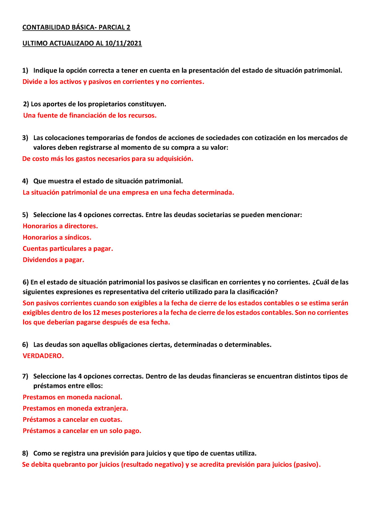 Conta 2° Preguntero Segundo Parcial - CONTABILIDAD BÁSICA- PARCIAL 2 ...