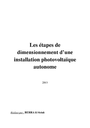 TD OFF GRID 2022 - Comment Faire Dimensionnement Système énergie ...