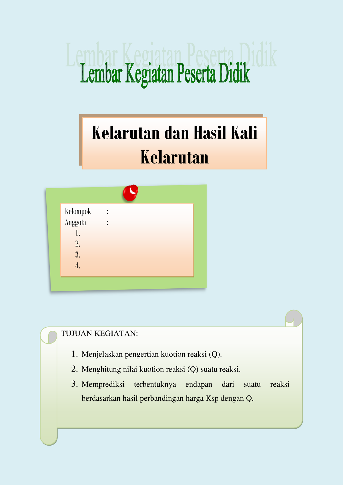 LKPD Kelarutan DAN Hasil KALI Kelarutan - Kelarutan Dan Hasil Kali ...