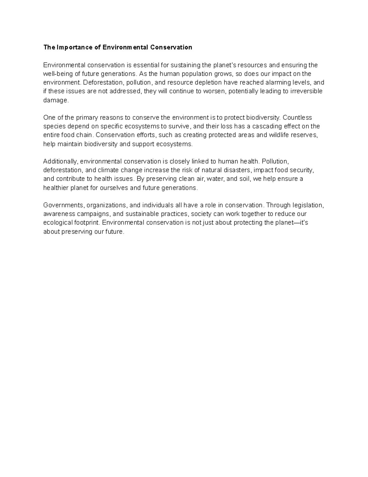The Importance of Environmental Conservation - The Importance of ...