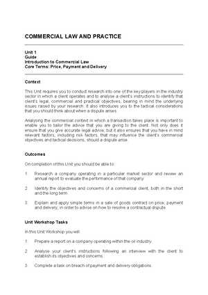 2122 comm ws03 ce01 guide - COMMERCIAL LAW AND PRACTICE Unit 3 Guide ...