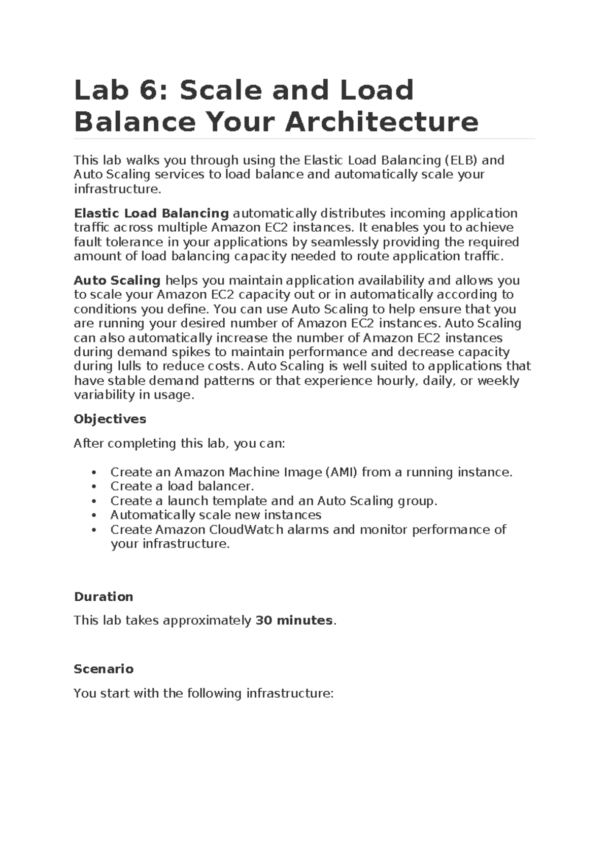 Auto Scaling project using AWS Lab 6 Scale and Load Balance Your