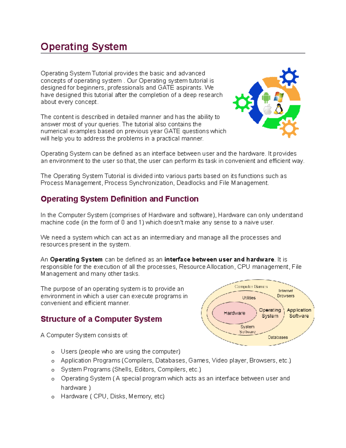 Operating System - Very convenient. - Operating System Operating System ...