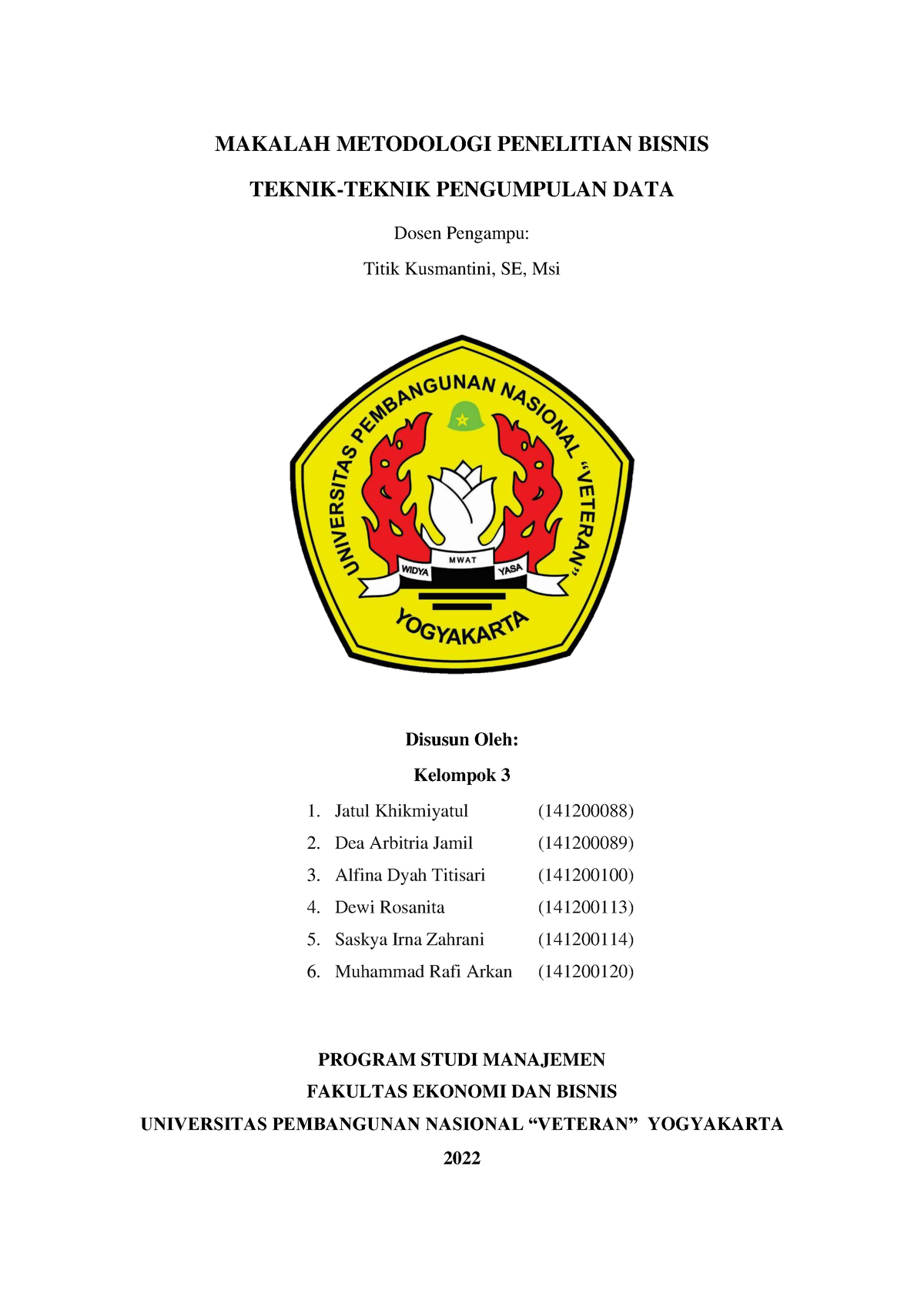 TEKNIK PENGUMPULAN DATA - MAKALAH METODOLOGI PENELITIAN BISNIS TEKNIK ...