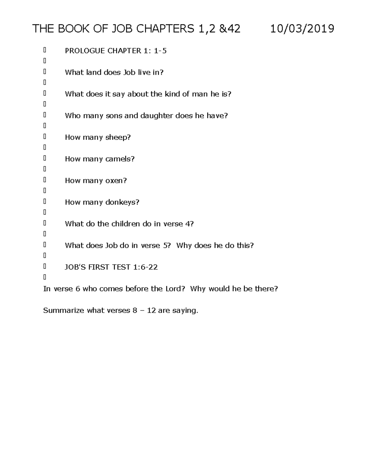 THE BOOK OF JOB Chapters 1-1 - BIBLE HISTORY HONORS - THE BOOK OF JOB ...