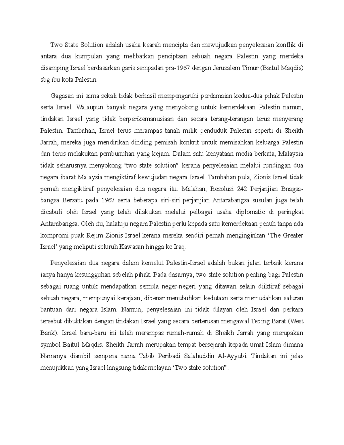 Tugasan Week 8 Penyelesaian Dua Negara Two State Solution Adalah Usaha Kearah Mencipta Dan Studocu