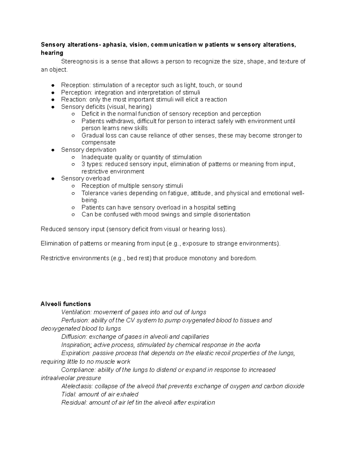 Nrse 270 geriatric alterations - Sensory alterations- aphasia, vision ...