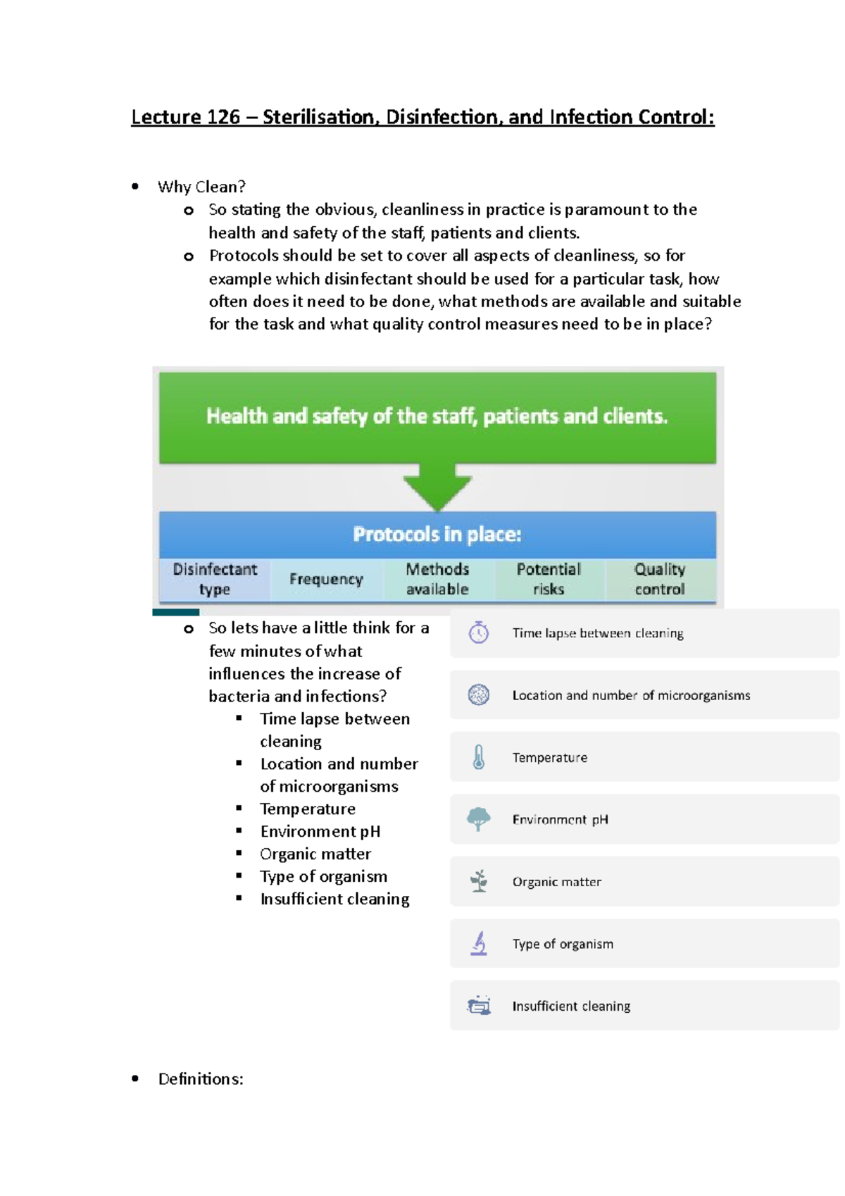 Lecture 126 Sterilisation, Disinfection, and Infection Control