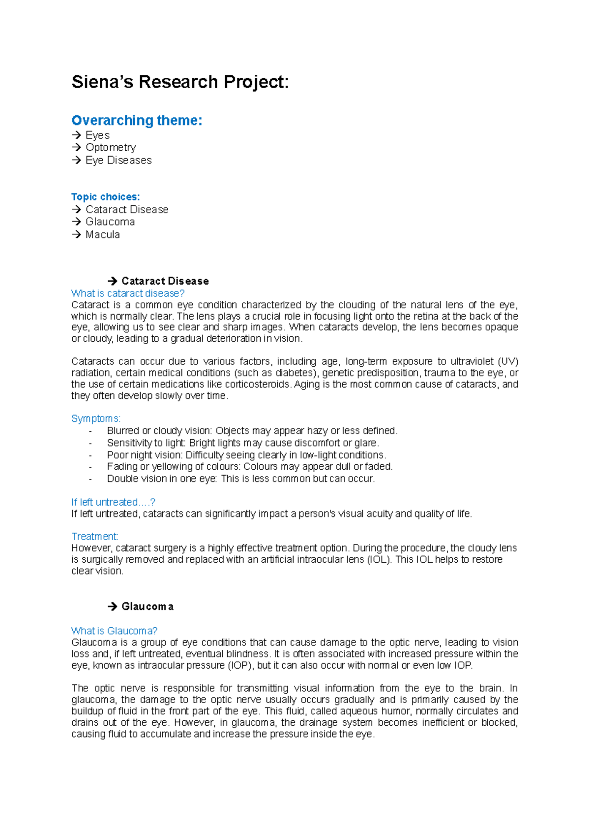 Brainstorming eyes - Researching eyes - LWA318 - CDU - Studocu