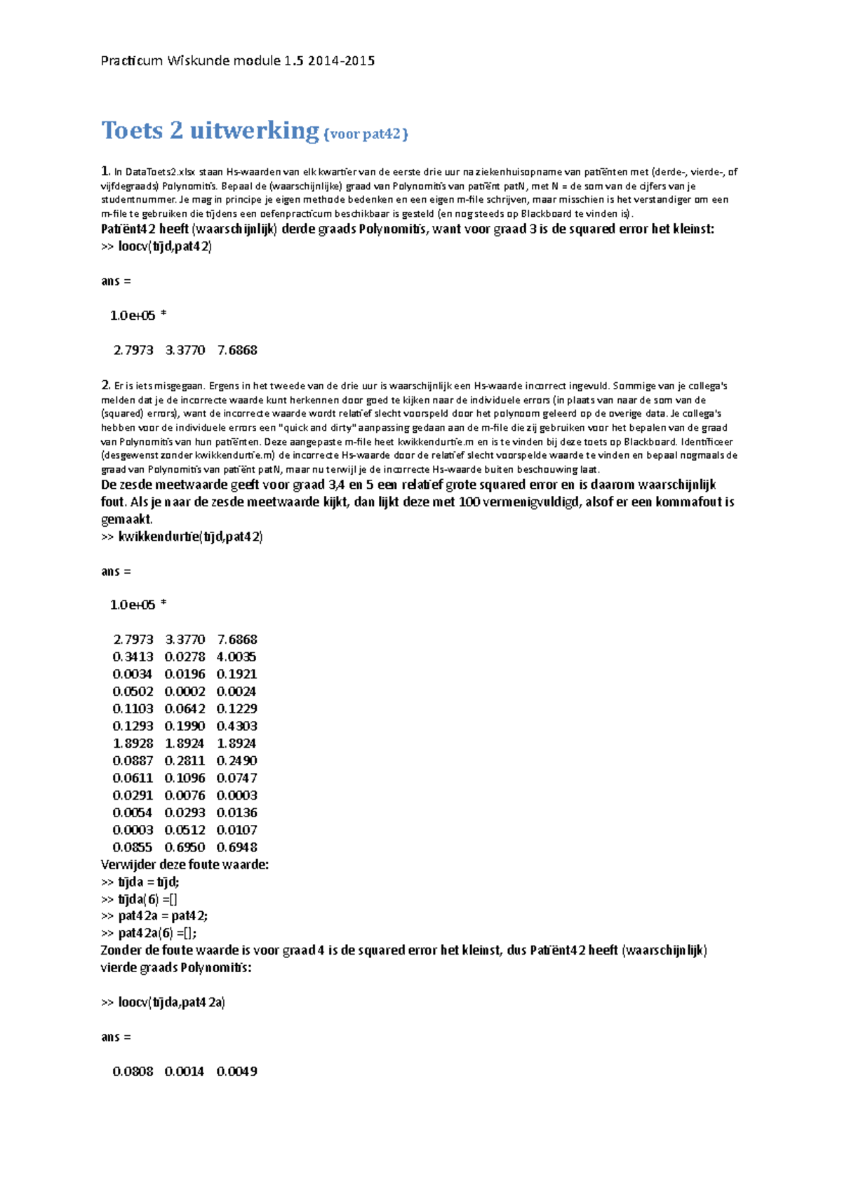 Proef/oefen Tentamen 2015, Vragen En Antwoorden - Toets 2 Uitwerking ...