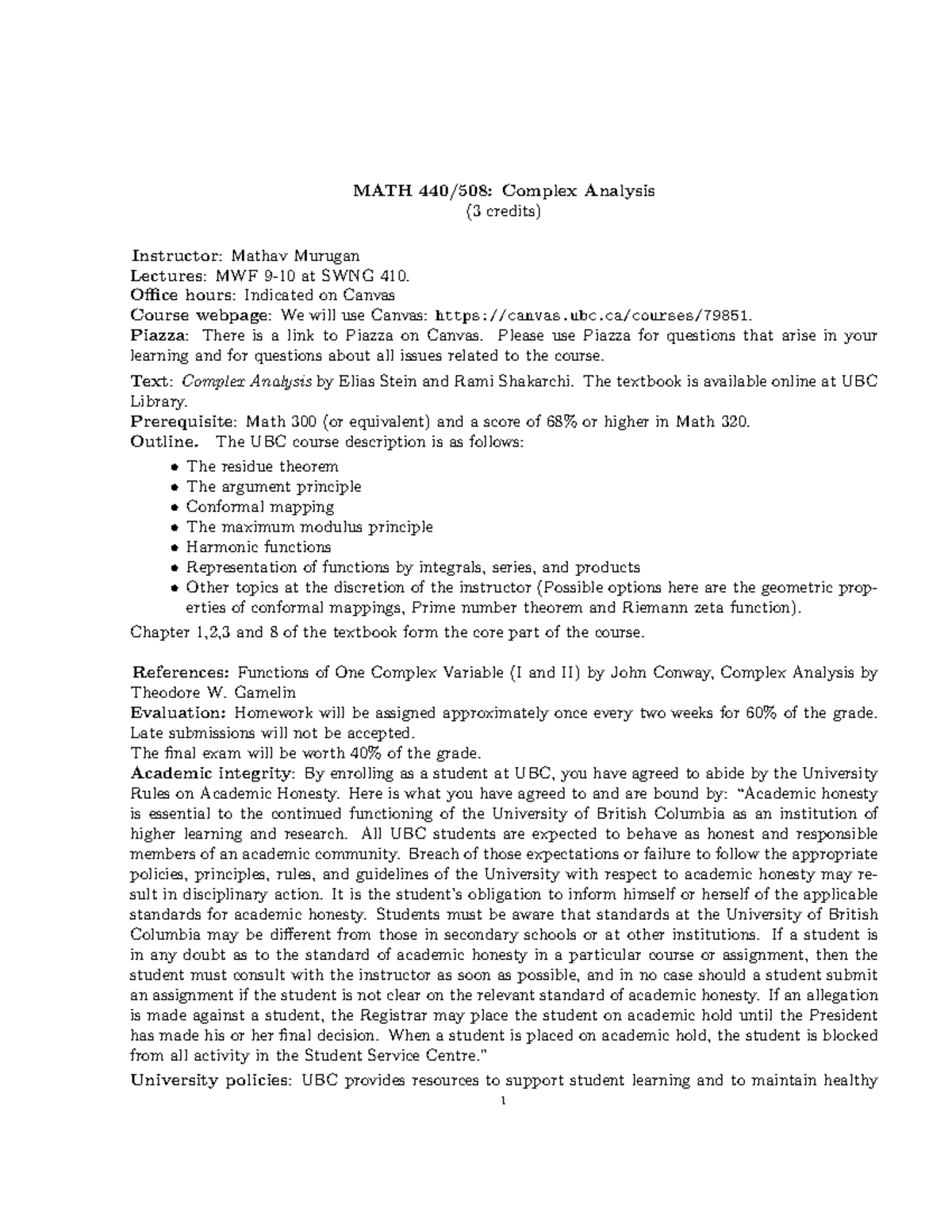 MATH440 101 - MATH 440/508: Complex Analysis (3 credits) Instructor ...
