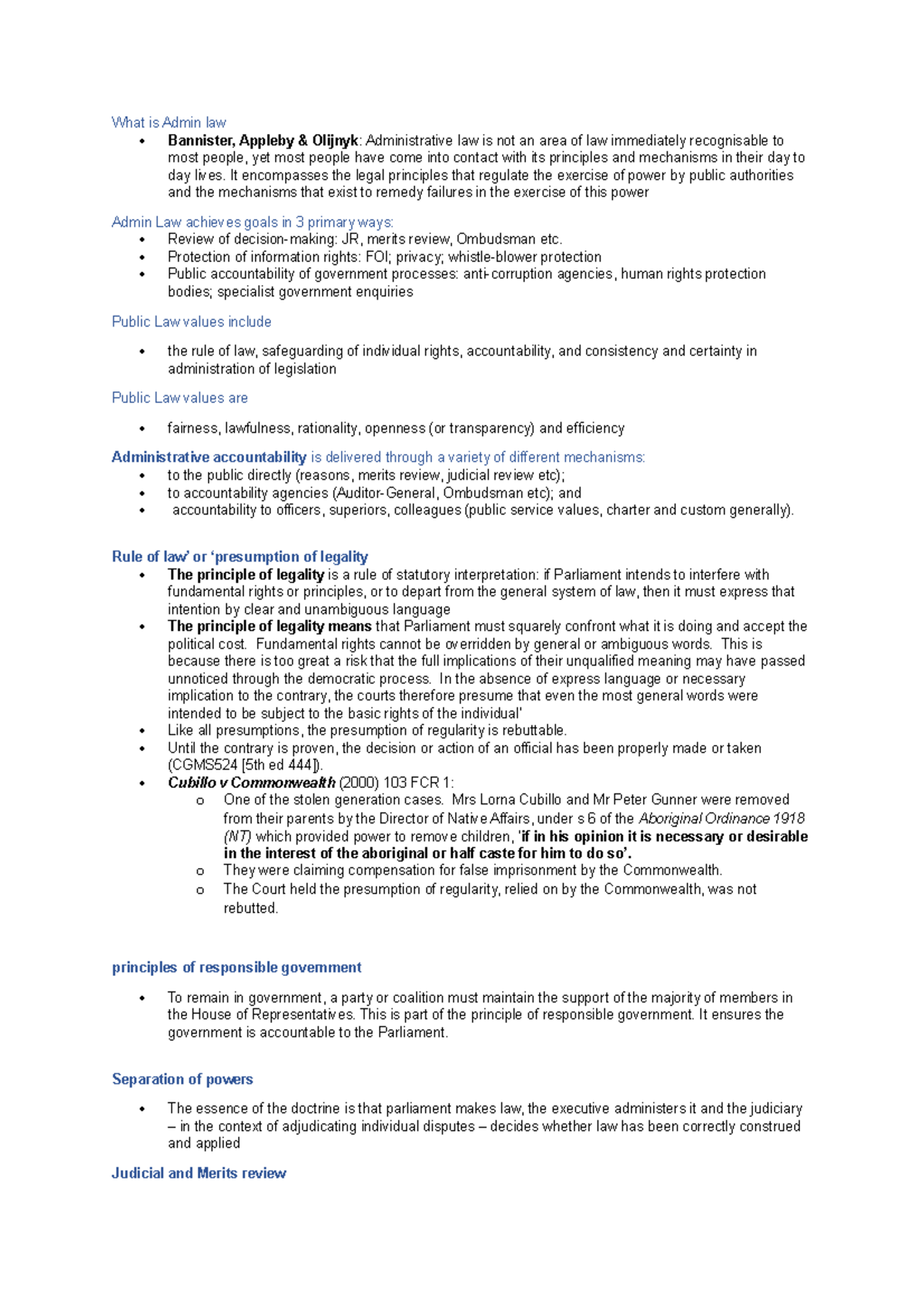 Admin Law 4002 notes - What is Admin law Bannister, Appleby & Olijnyk ...