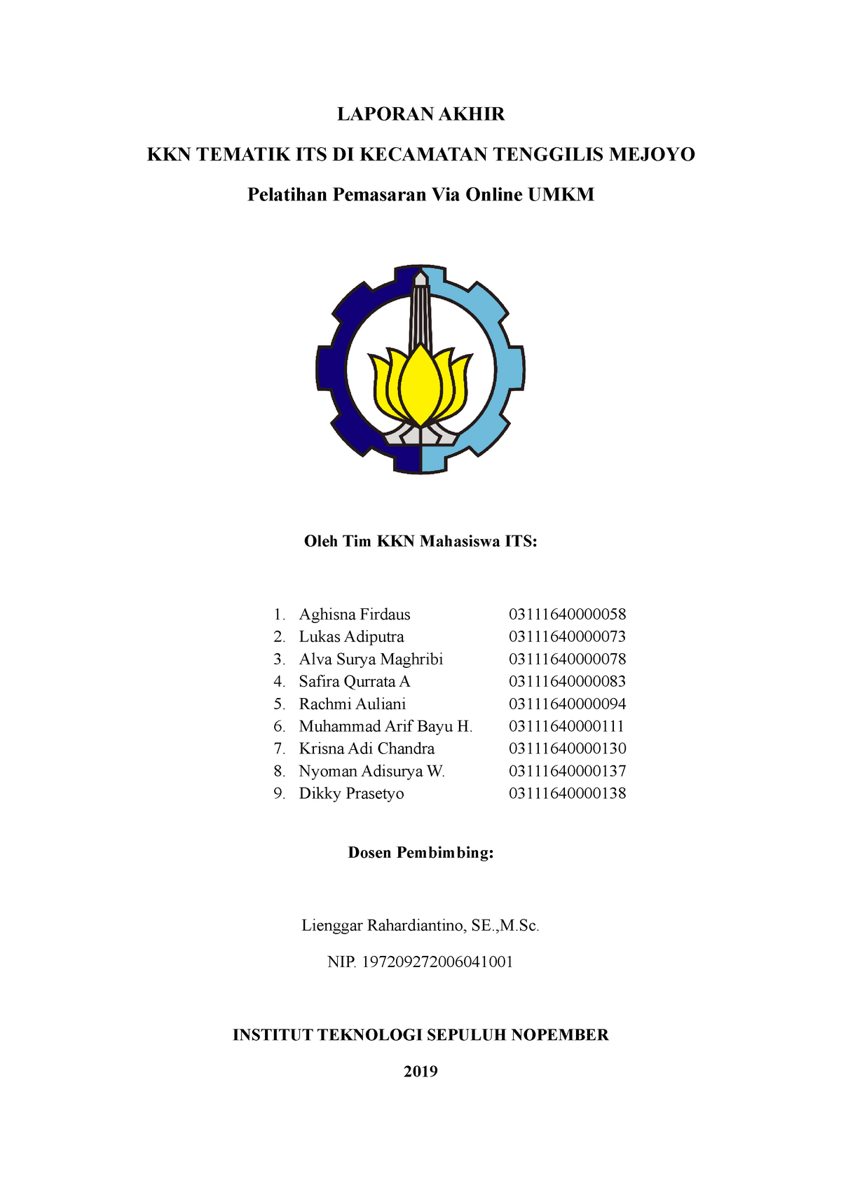 FIX cover+Kata Pengantar - LAPORAN AKHIR KKN TEMATIK ITS DI KECAMATAN