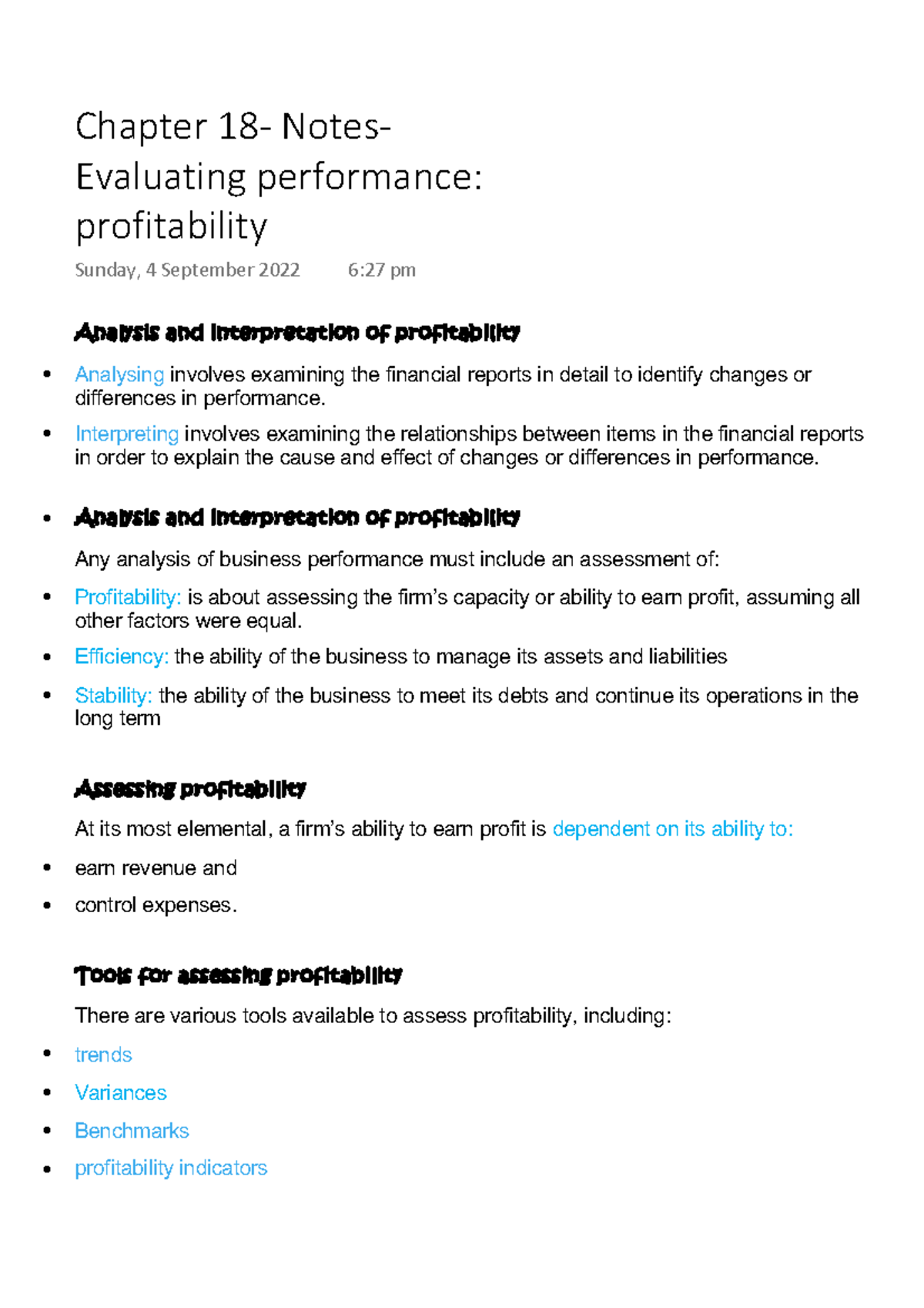 Chapter 18- Notes- Analysis and interpretation of profitability ...
