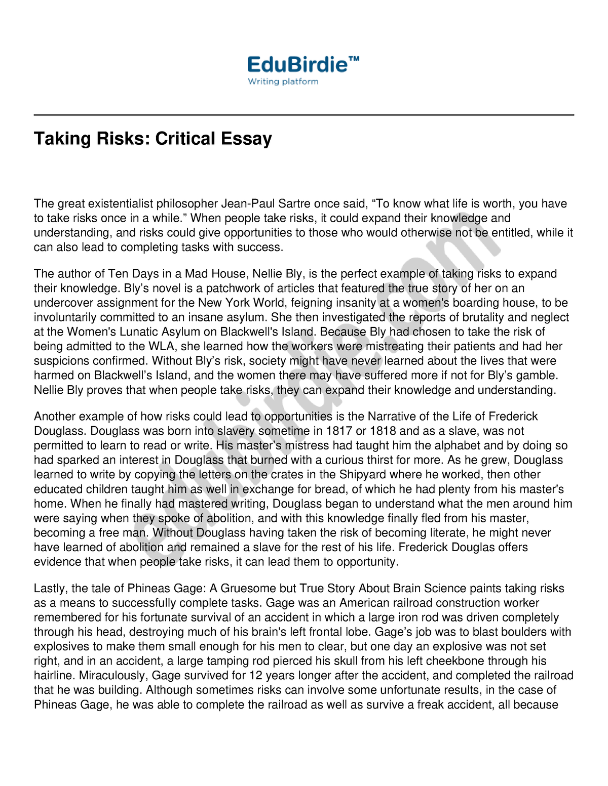 about taking risks essay