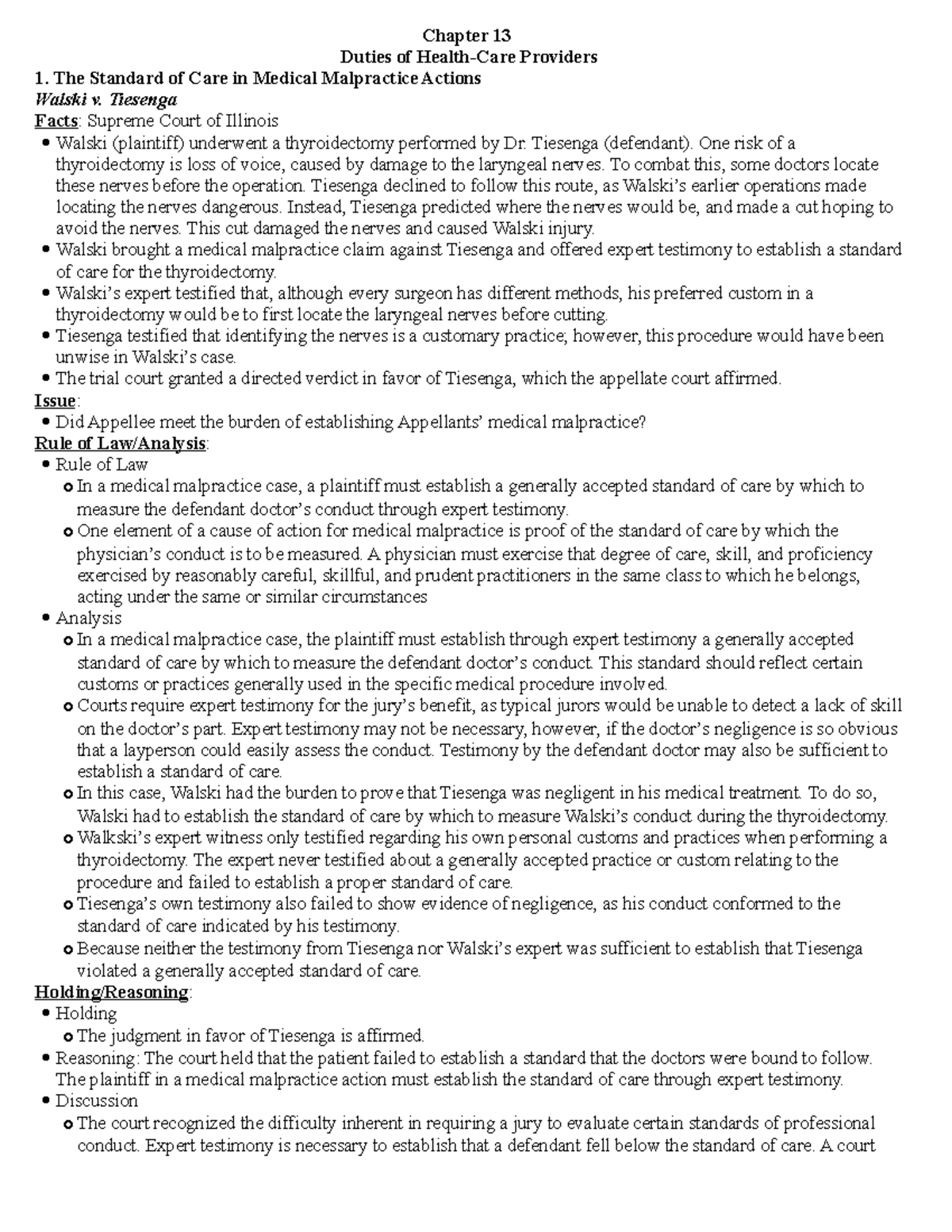 Chapter 13 Duties of Health Care Providers Chapter 13 Duties of
