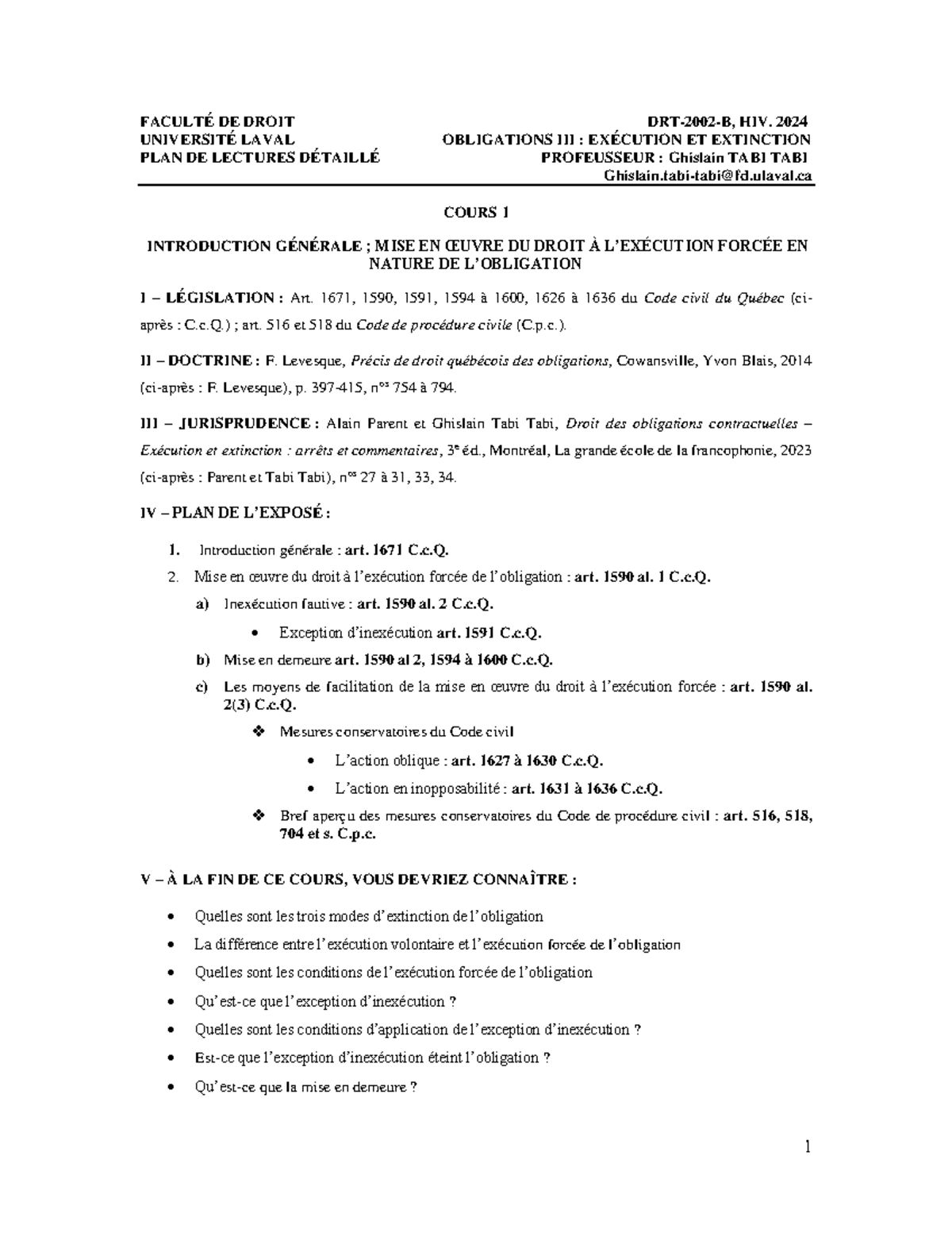 Plan de lectures d%C3%A9taill%C3%A9-B - FACULTÉ DE DROIT DRT- 2002 - B ...