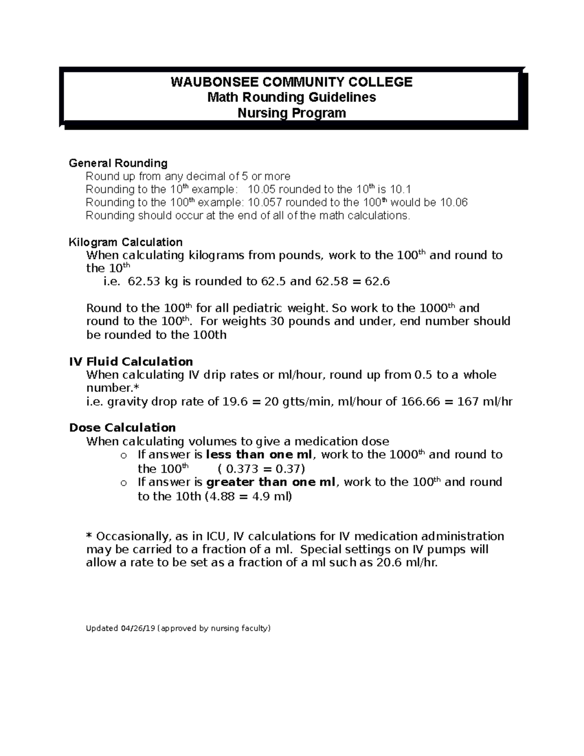 rounding in nursing math