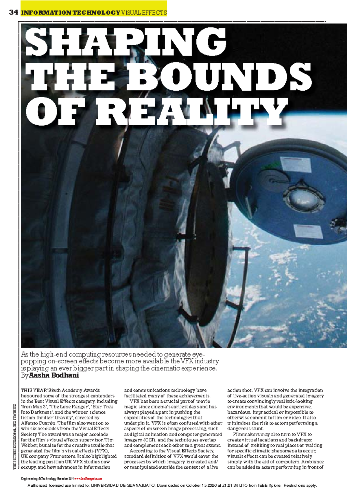 Shaping the bounds of reality - Engineering & Technology November 2014 ...