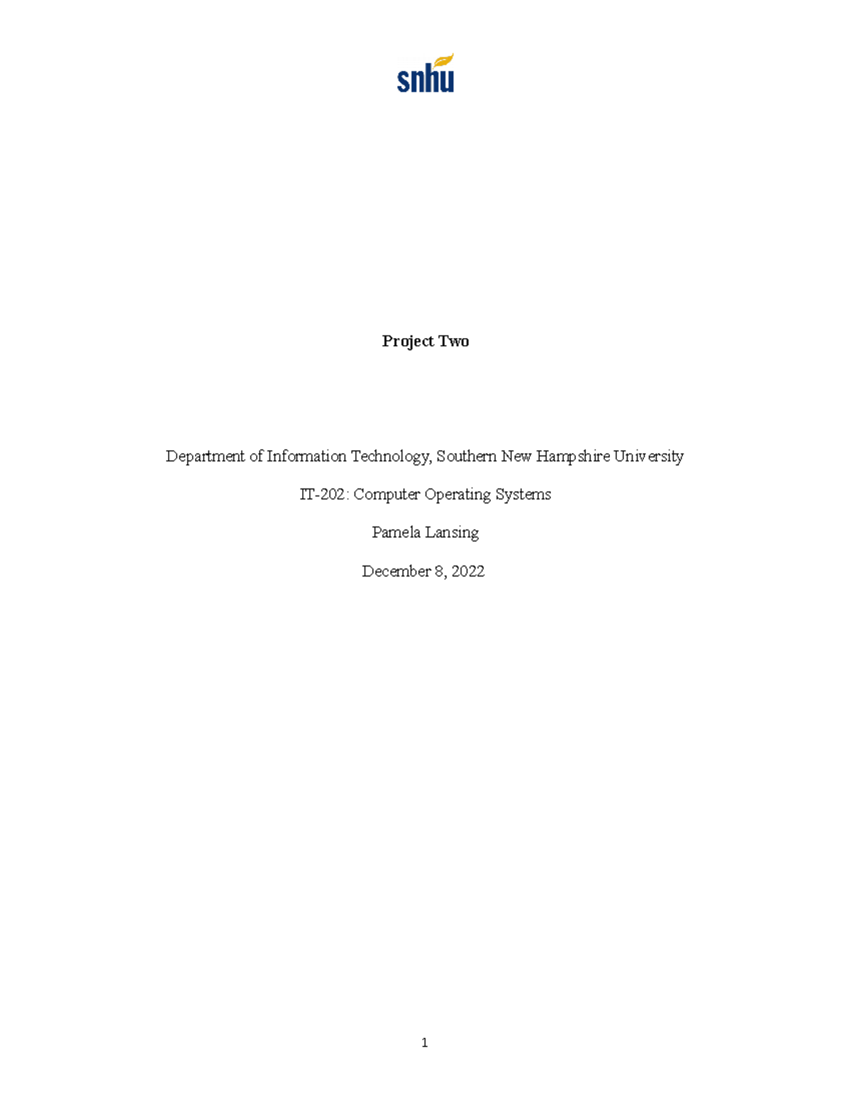 IT 202 Project Two - Project Two Department of Information Technology ...