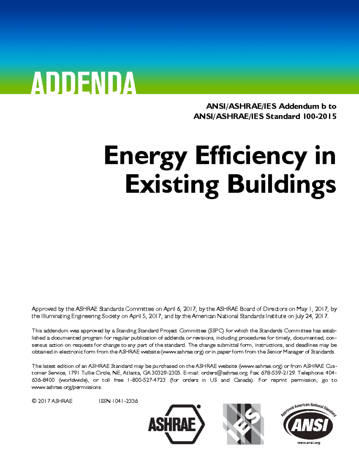 5. Ashrae 100 (Abridged Version) - ANSI/ASHRAE/IES Addendum B To ANSI ...