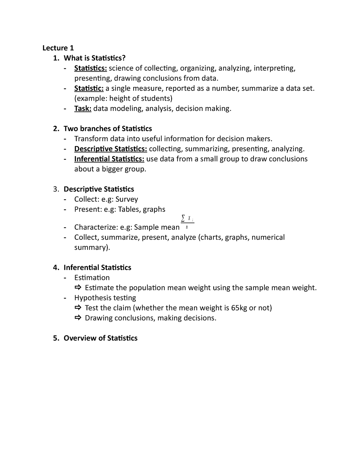 Sb Midterm - Lecture 1 1. What Is Statistics? - Statistics: Science Of ...