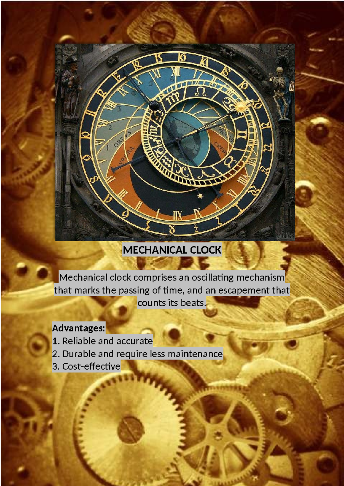 Mechanical- Clock - assignments - science and techology - MECHANICAL ...