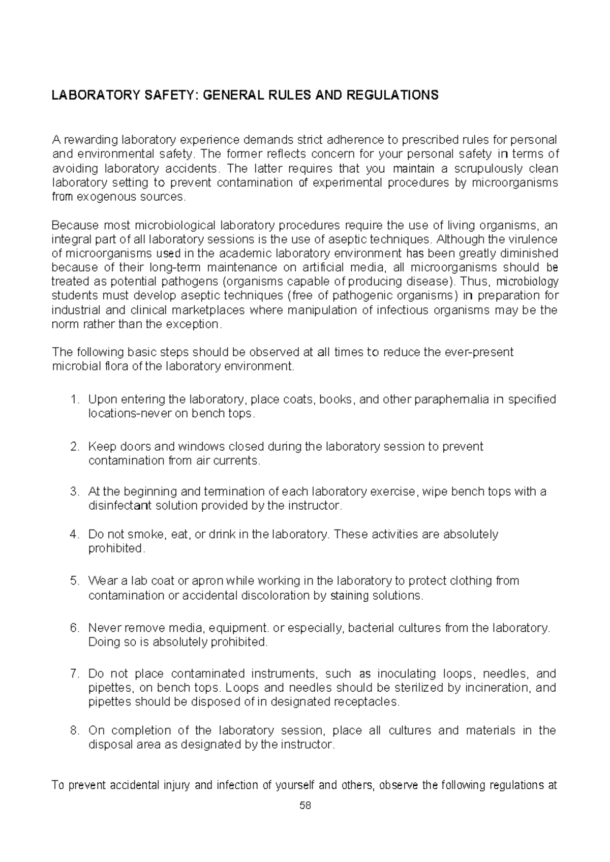 Laboratory Safety RDNA 202 - LABORATORY SAFETY: GENERAL RULES AND ...