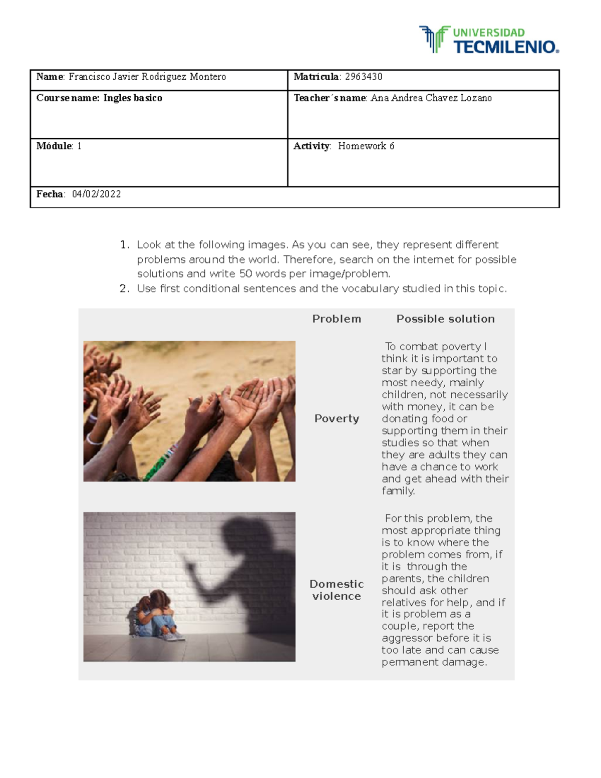 Homework 6 ingles basico - Inglés Básico - UANL - Studocu