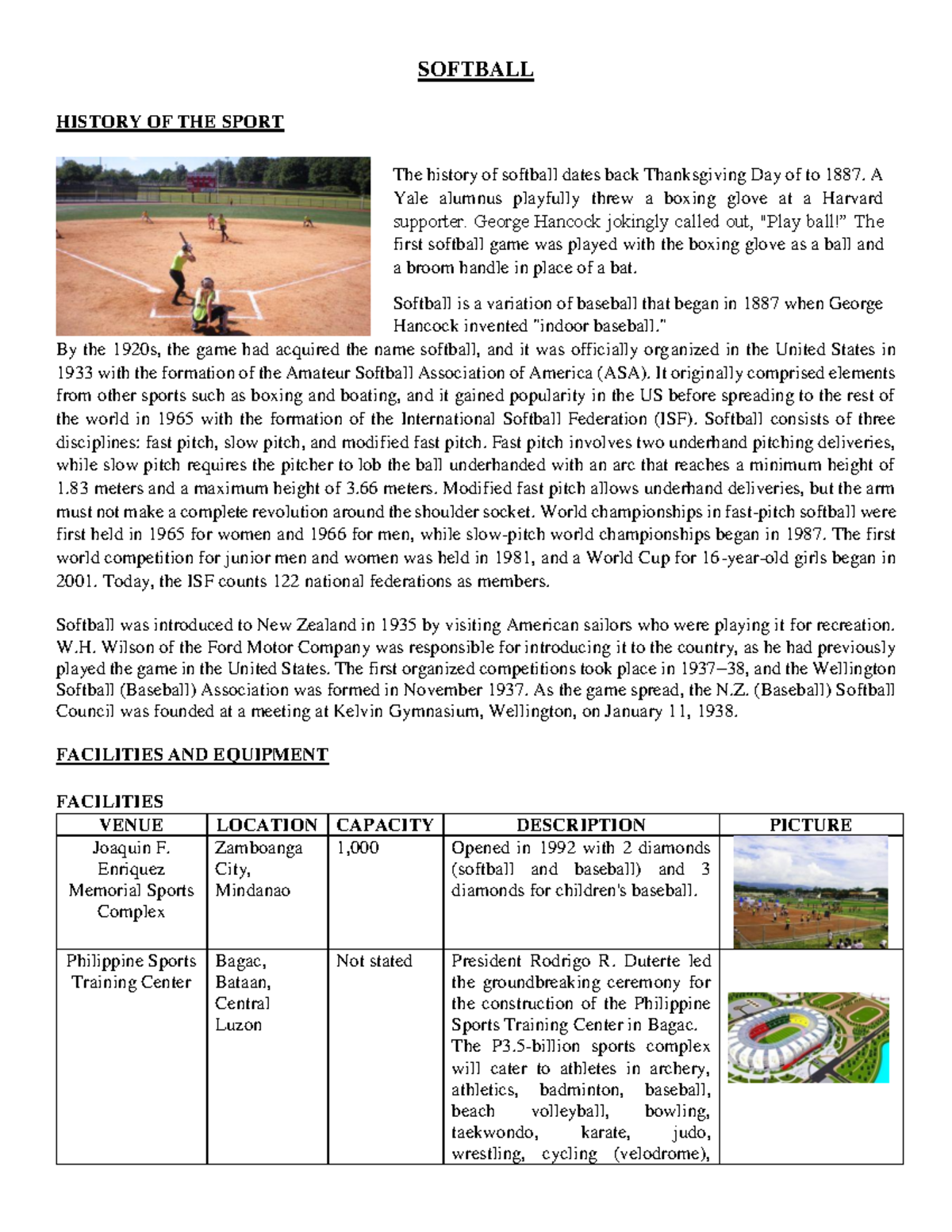 Group-2- Softball - SOFTBALL HISTORY OF THE SPORT By The 1920s, The ...