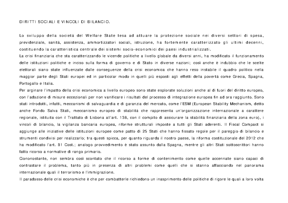 Lineamenti Di Diritto Pubblico Per I Servizi Sociali Pdf Gratis 6. I diritti sociali Diritti Sociali E Vincoli DI Bilancio - DIRITTI