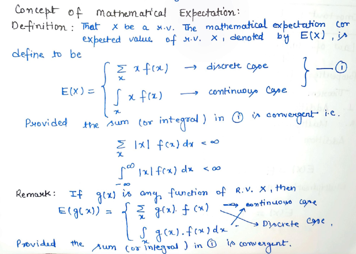 Mathematical Expectation and Generating Function - mathematics - Studocu