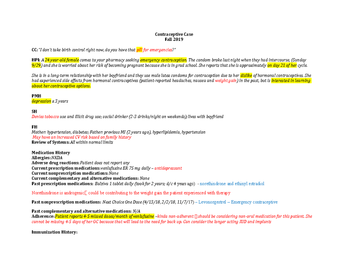 CASE - Contraceptive Case Endocrine - Contraceptive Case Fall 2019 CC ...