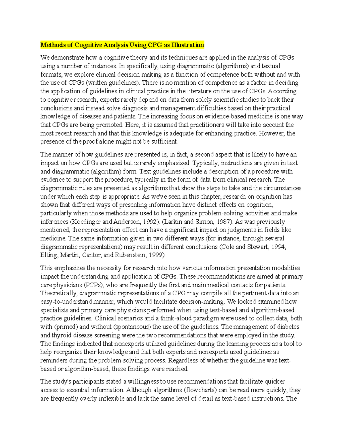 Methods of Cognitive Analysis Using CPG as Illustration - In ...