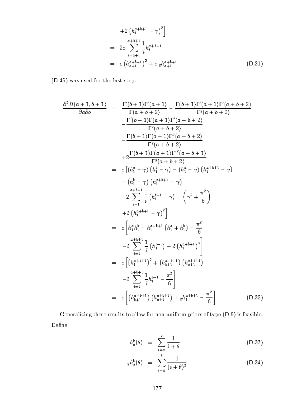 Bayesian behaviour 25 - + ( h a+b+ 1 − γ ) 2 ] = 2 c a+∑b+ i=a+ 1 i h a ...