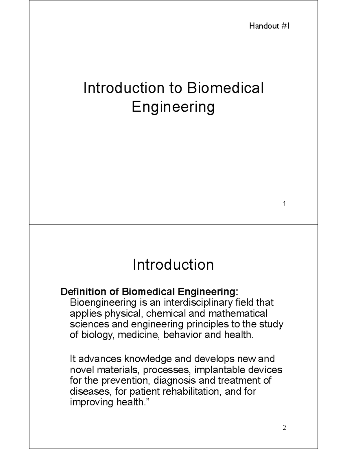 Packet 01 - Intro To BME - Lecture Notes/Reading Summarizations - 1 ...