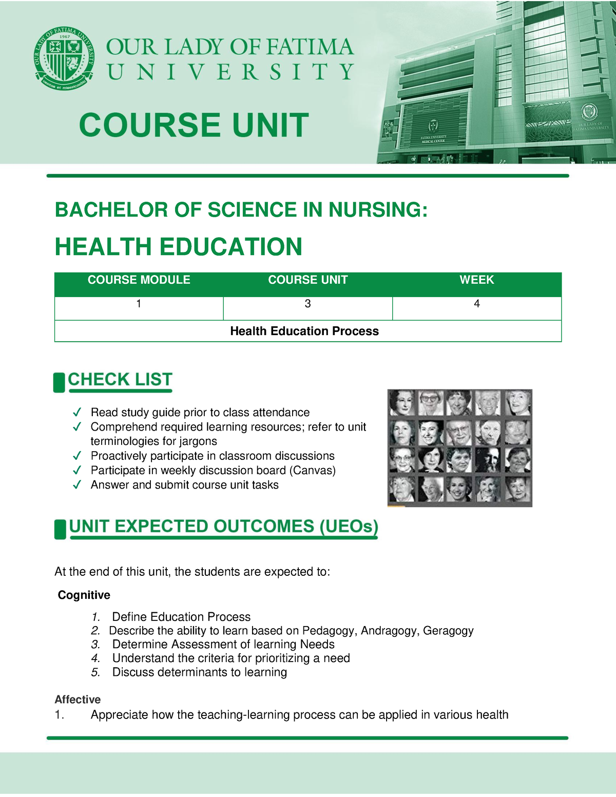 health education course in university