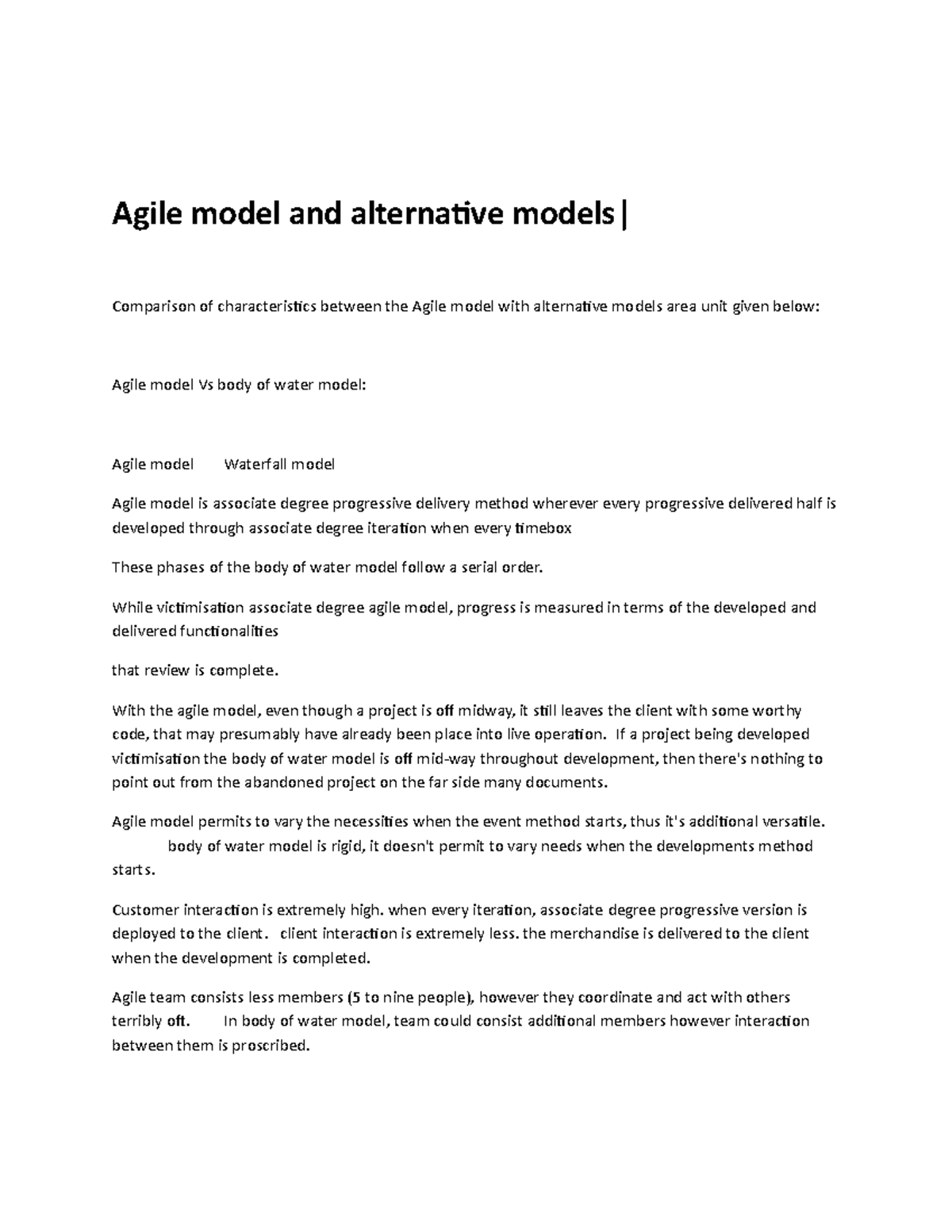 Agile model and alternative models - Agile model and alternative models ...