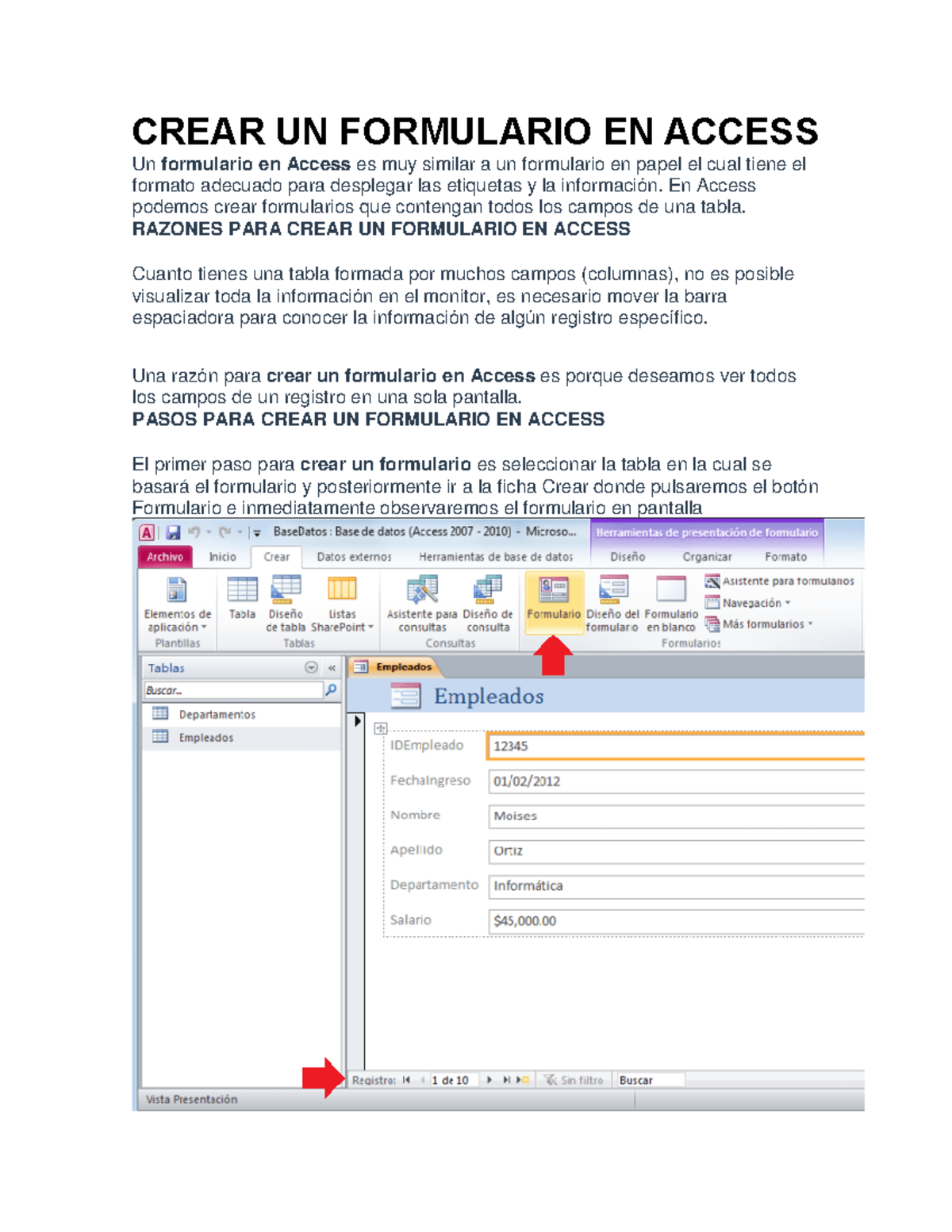 Crear UN Formulario EN Access - CREAR UN FORMULARIO EN ACCESS Un ...