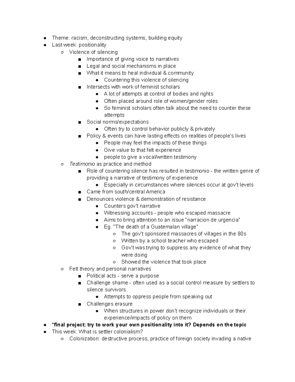 11 4 Lecture Racism - Ethnic studies notes - Theme: racism ...