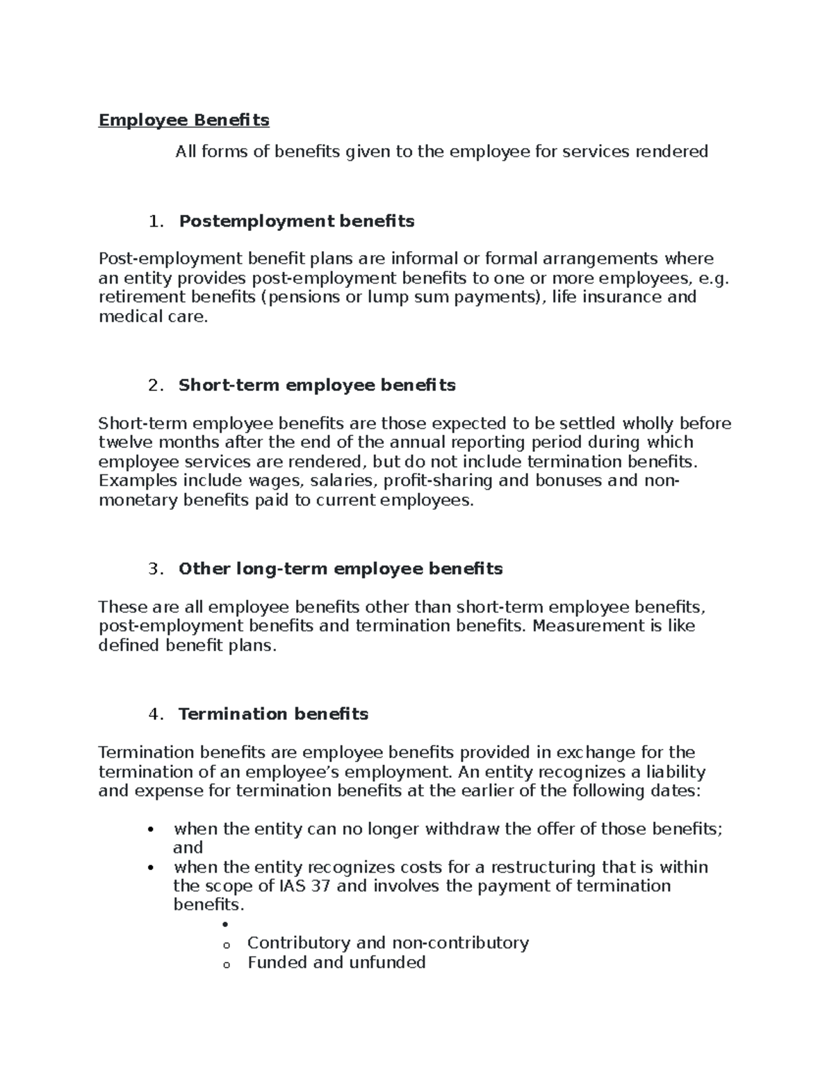 Employee Benefits - Lecture notes 1 - Employee Beneits All forms of ...