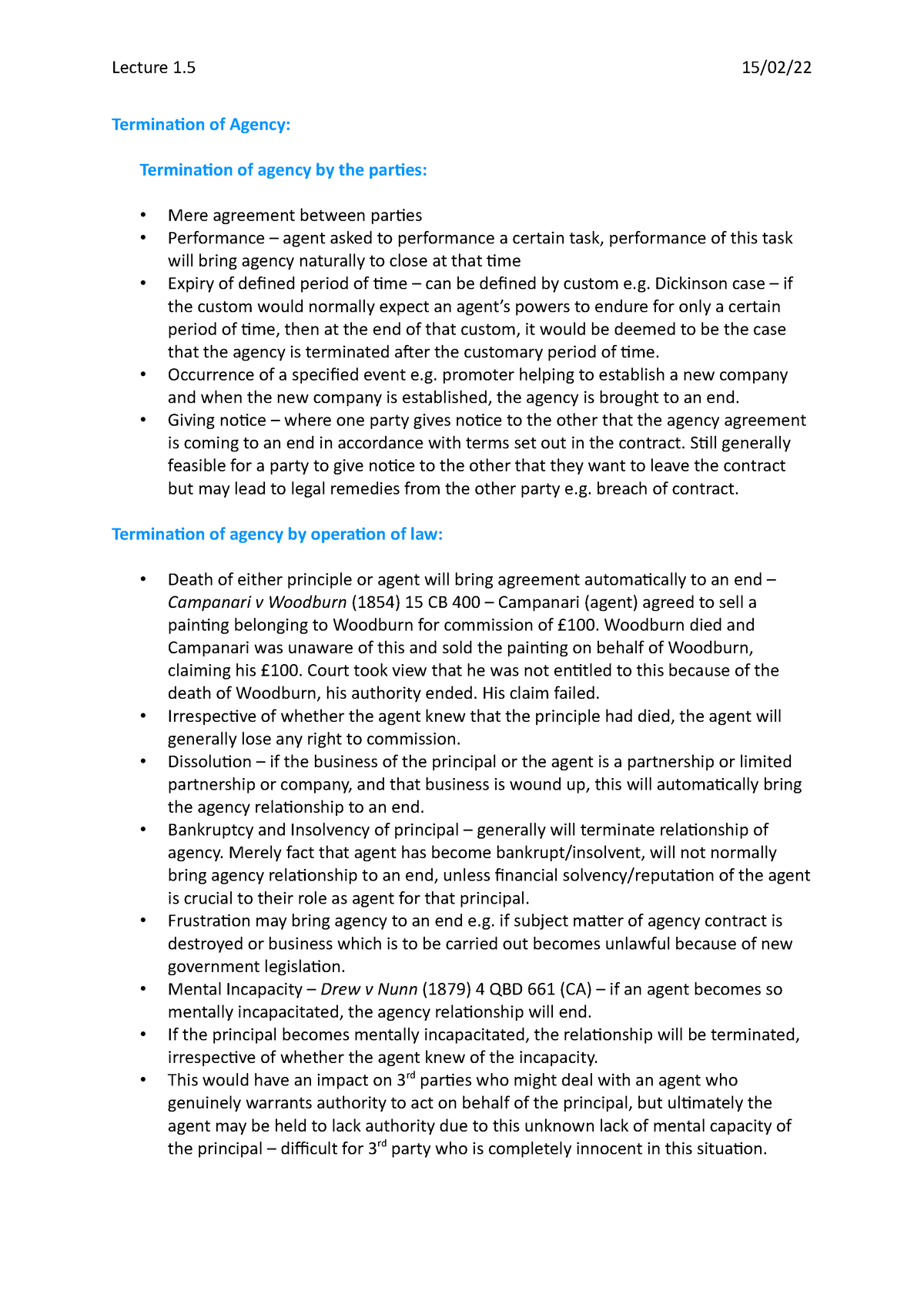 assignment worksheet 19 5 termination of an agency