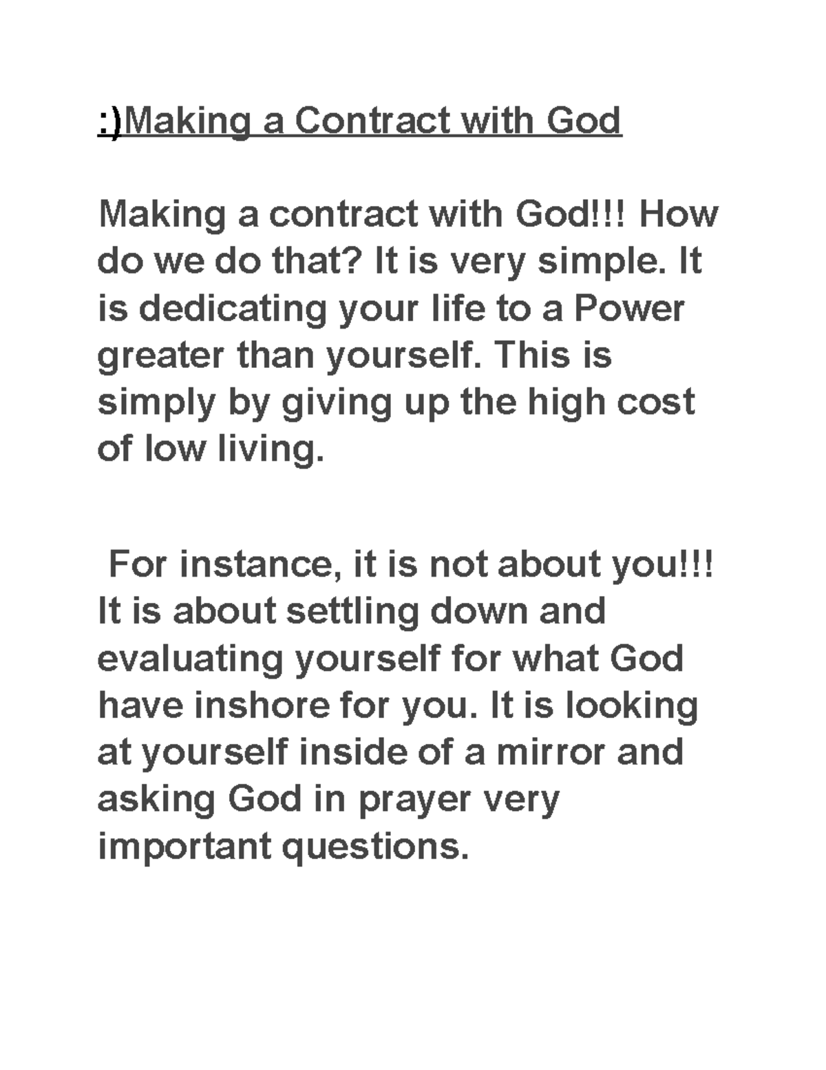 Making a Contract with God - :)Making a Contract with God Making a ...