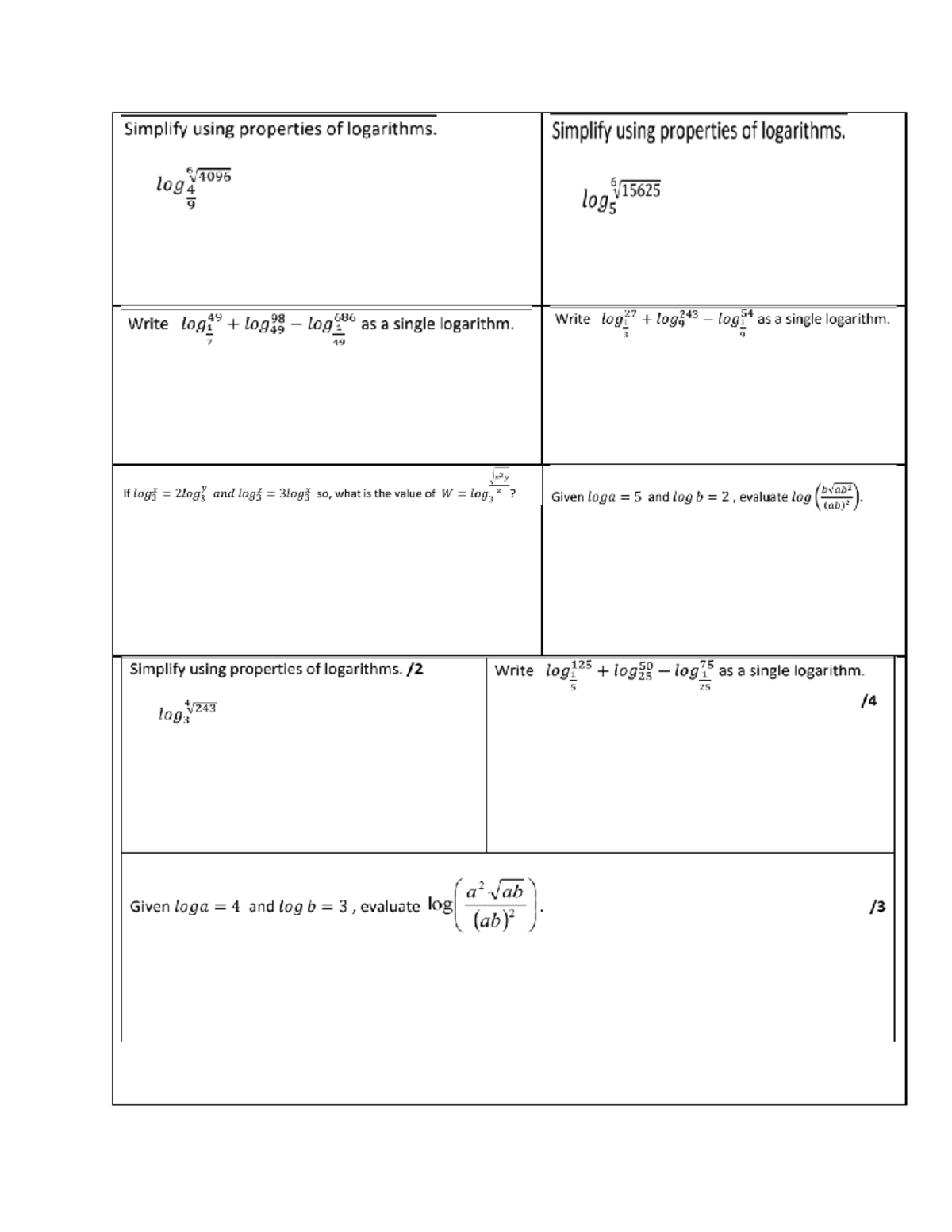 Unit 7-Thinking Questions-Nov 2024 - Simplify using properties of ...