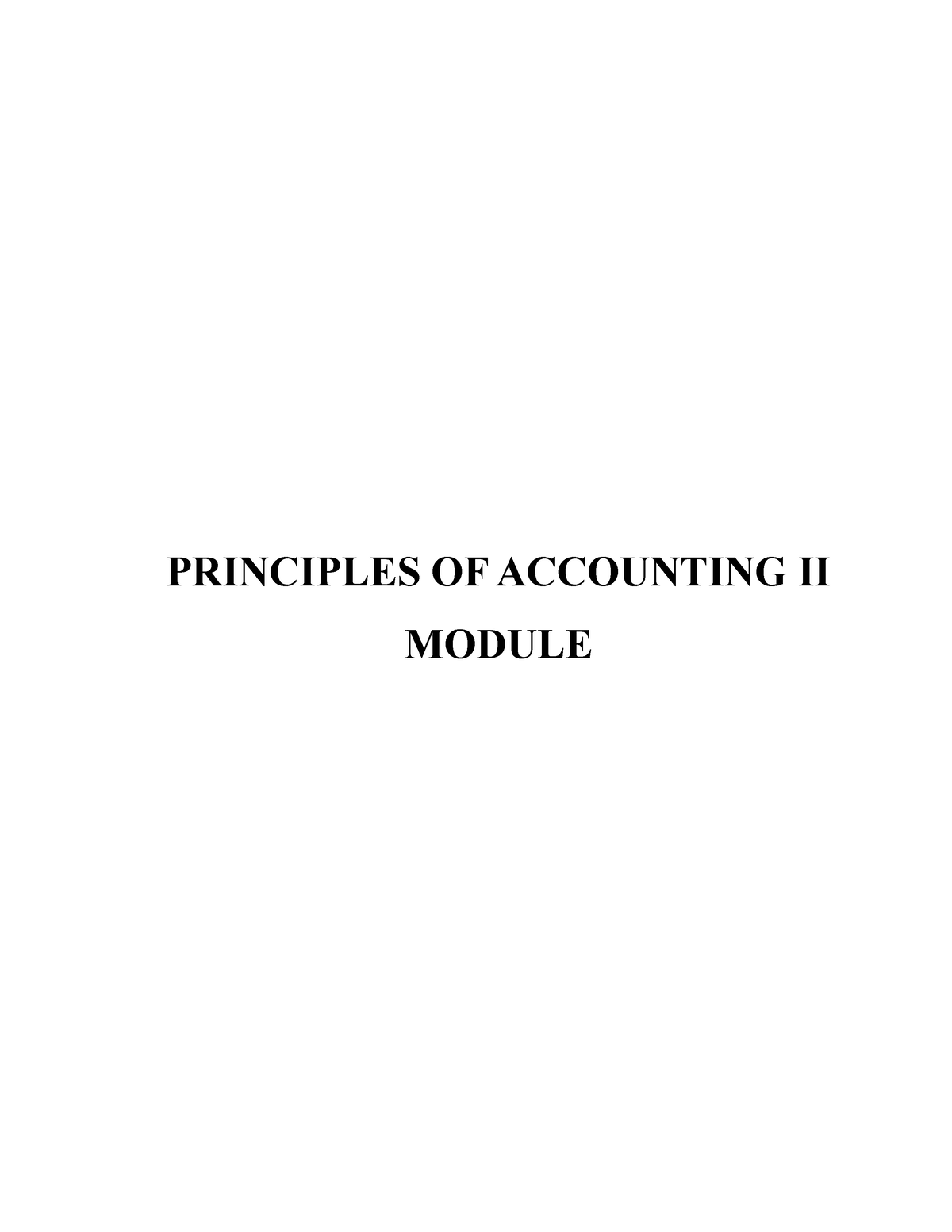 Principles Of Accounting II - PRINCIPLES OF ACCOUNTING II MODULE TABLE ...