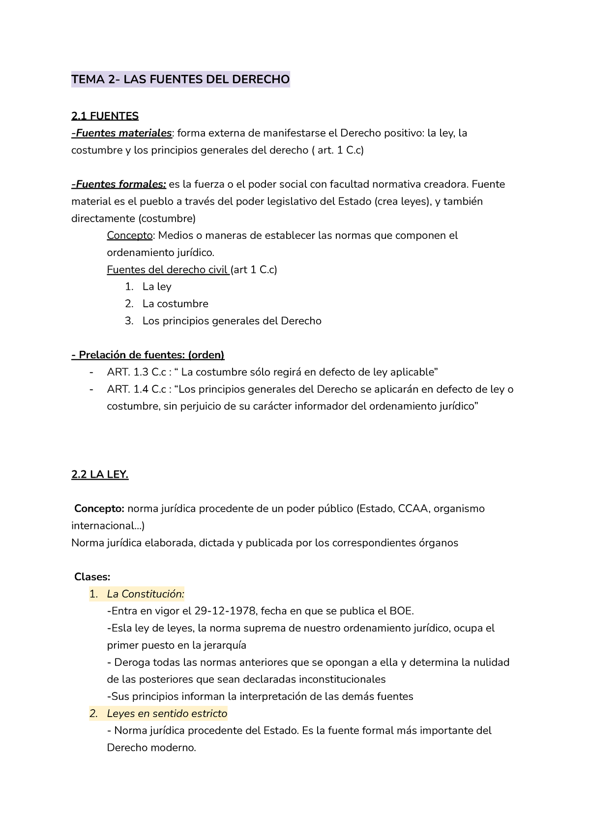 Tema 2 Derecho Civil Tema 2 Las Fuentes Del Derecho 2 Fuentes Fuentes Materiales Forma 9474