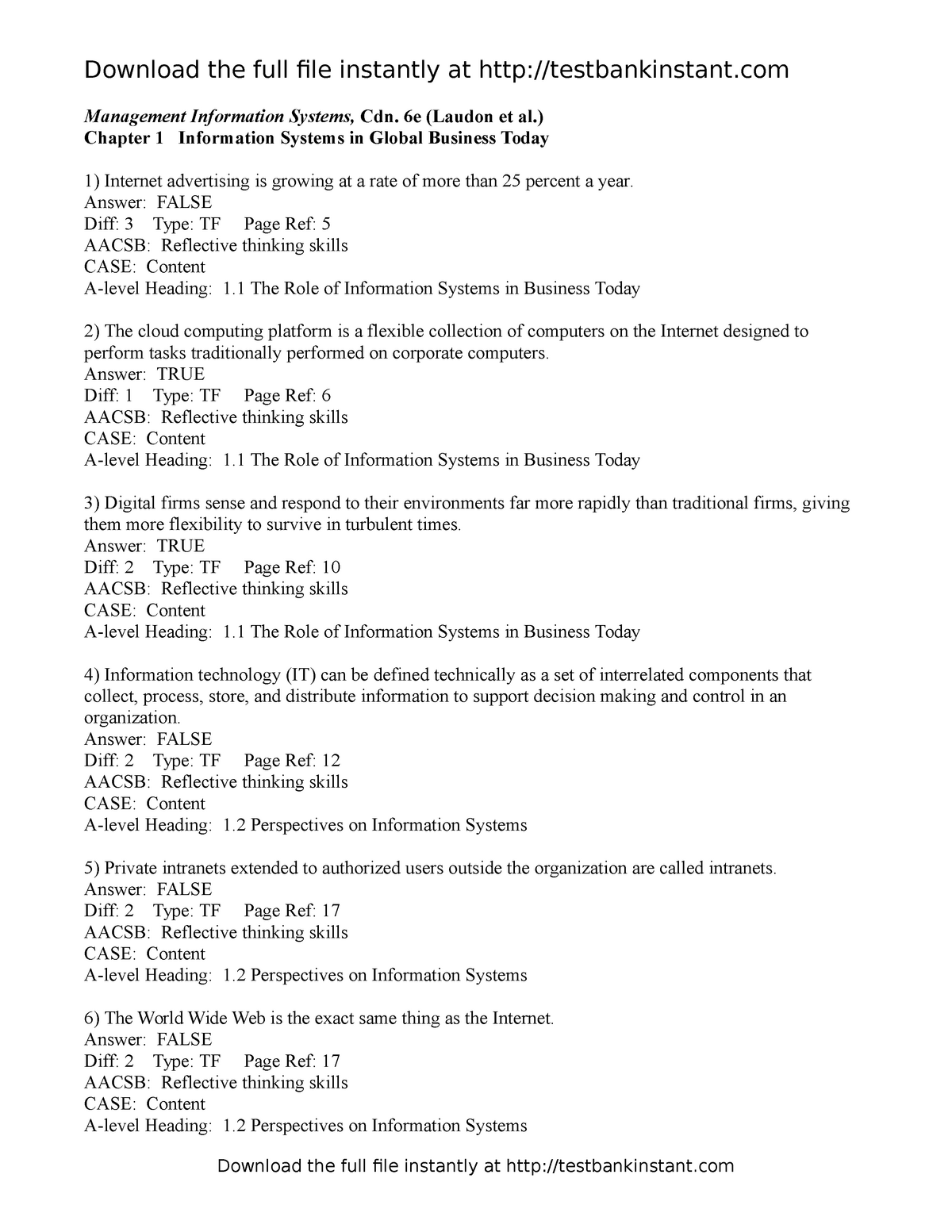 Test bank for management information systems managing the digital firm ...