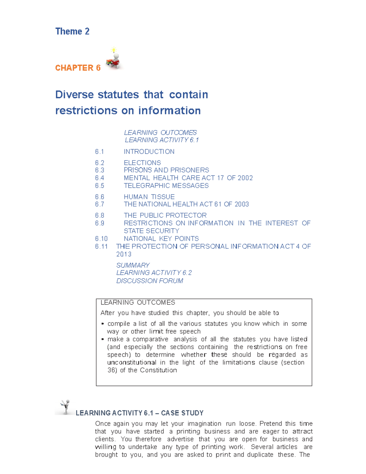 Chapter 6 - Lecture notes 1 - Theme 2 CHAPTER 6 Diverse statutes that ...