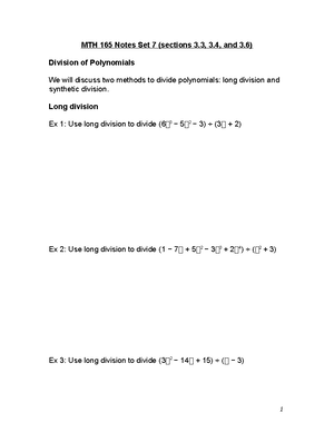 Factoring Polynomials - MTH 165 – Notes Set 3 (Sections P, P, and P ...